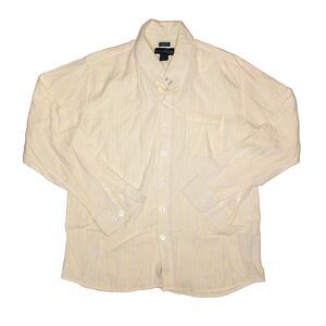 BKE Contour Men's XL Long Sleeve Button Up Shirt Yellow Cream Pinstripe Cotton